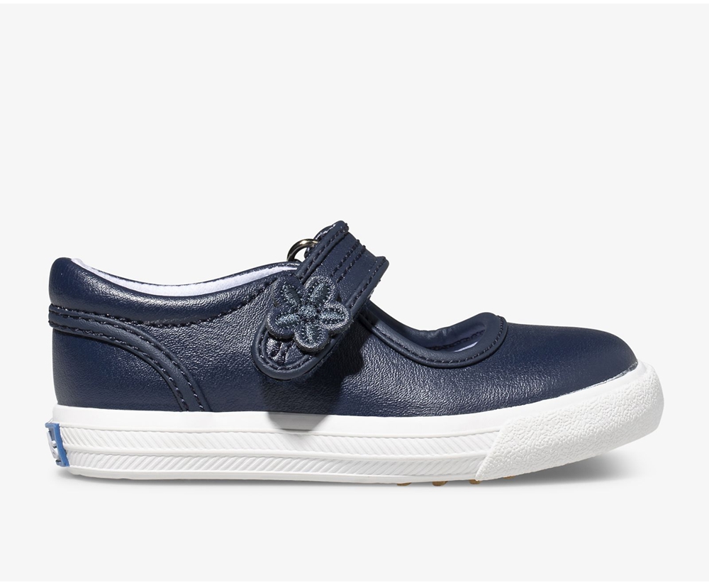 Kids Keds Slip Ons - Ella Mary Jane - Navy - 3907-BXKOY